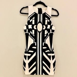 Printed White/Black Mini Dress - Mustard Seed